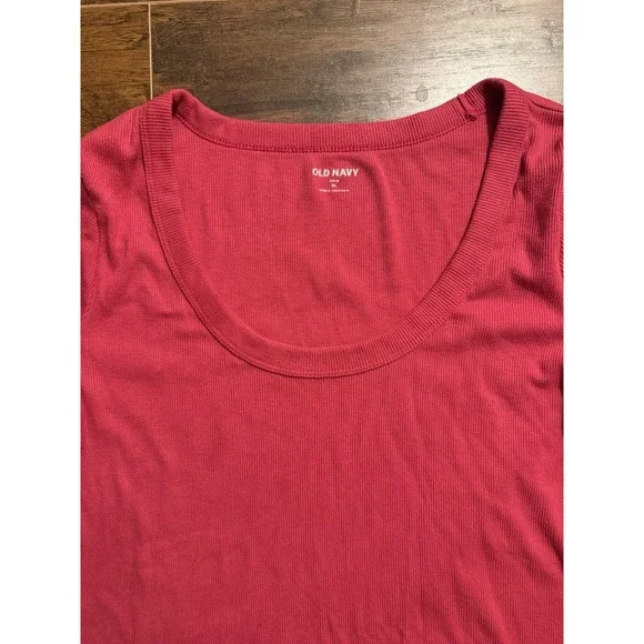 Old Navy XL Pink Ribbed Long Sleeve Scoop Neck Stretch Knit Top Romantic Casual - Picture 3 of 4